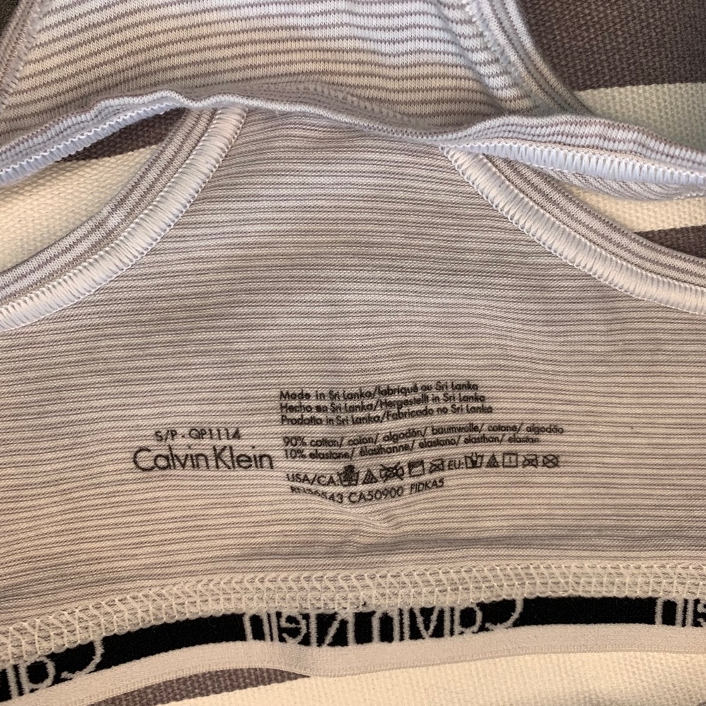 Calvin Klein Modern Cotton Bralette Gray White Stripe Logo Band Size Small - Picture 7 of 8